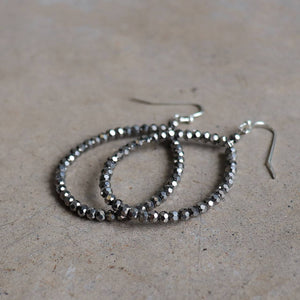 Handmade glass and metallic bead earrings. Pewter.
