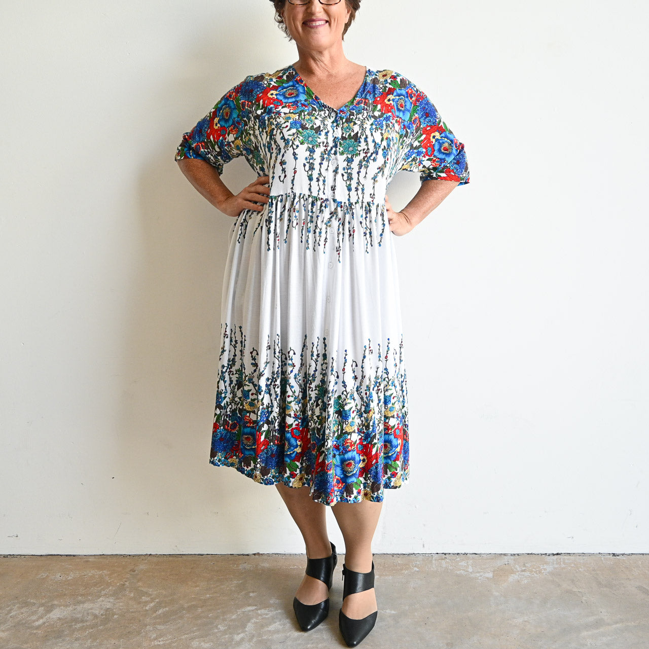 Day Tripper Summer Sundress - Blue Floral -  KOBOMO