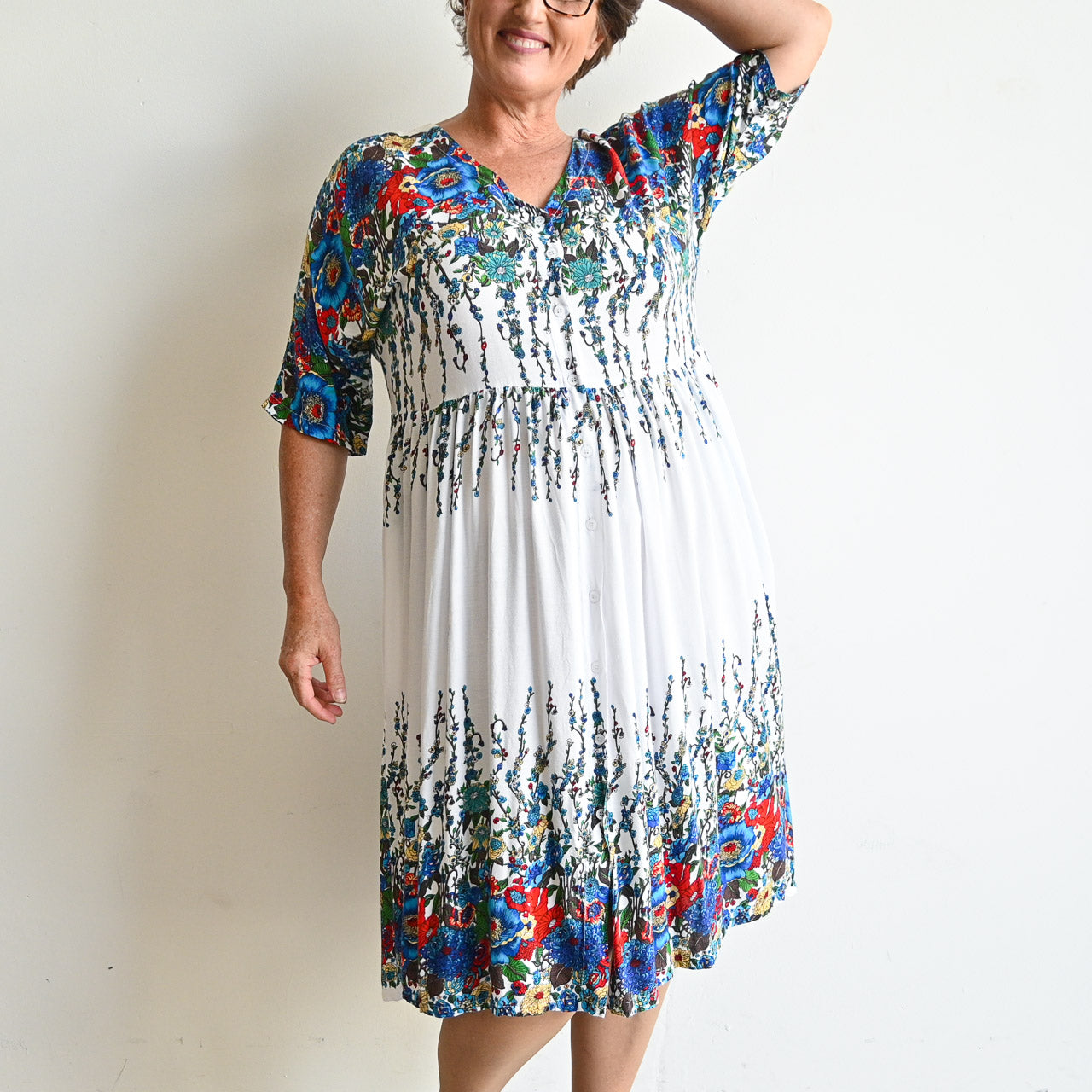 Day Tripper Summer Sundress - Blue Floral -  KOBOMO