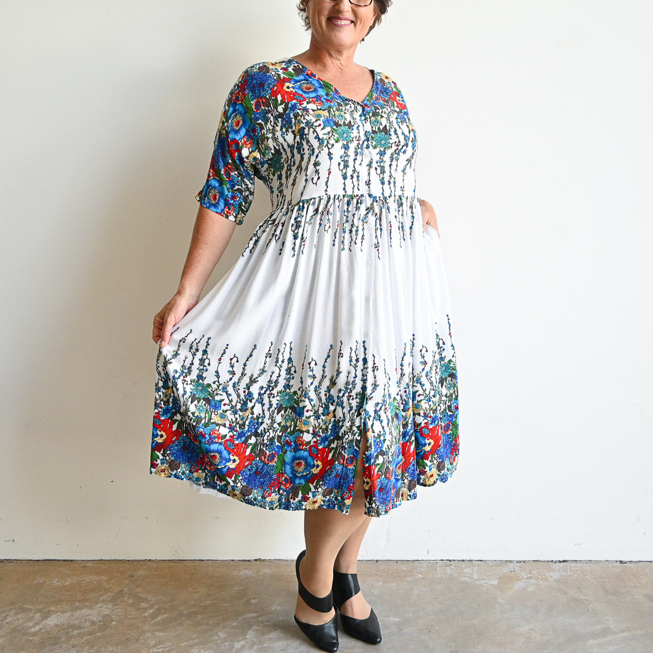 Day Tripper Summer Sundress - Blue Floral -  KOBOMO