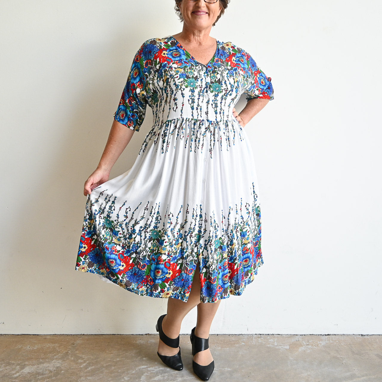 Day Tripper Summer Sundress - Blue Floral -  KOBOMO