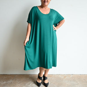 Find Your Flow Drape Dress by KOBOMO Bamboo - PineGreenXXL-20-24 KOBOMO