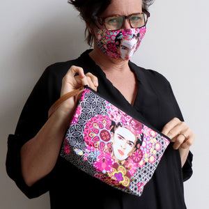 Printed Cotton Washable Face Mask - Frida Kahlo BlackKOBOMO Facemasks