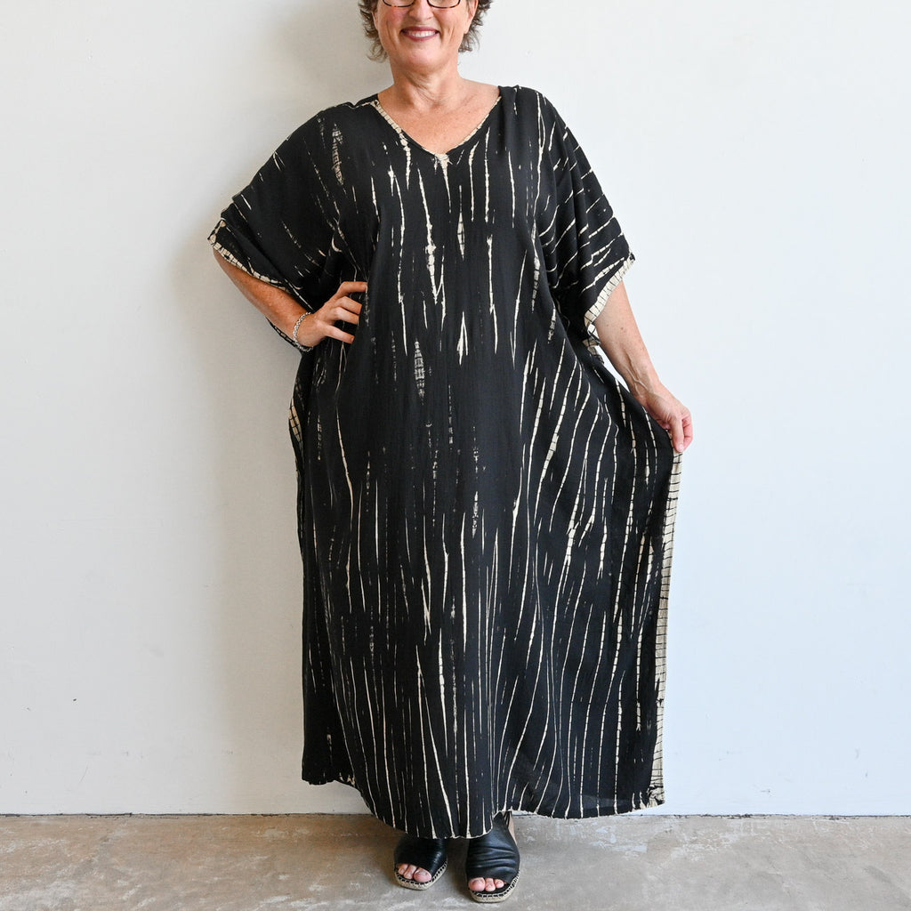 Galaxy Maxi Kaftan Dress - Black KOBOMO