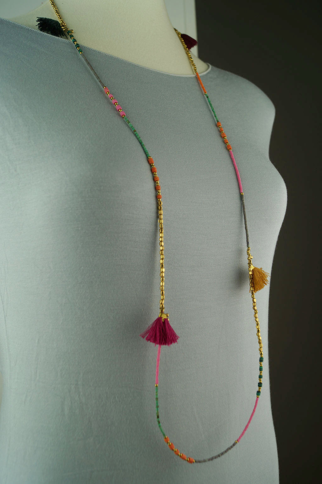 Japa Mala 108 Beads Necklace For Men - Lava Stone Tassel Necklace