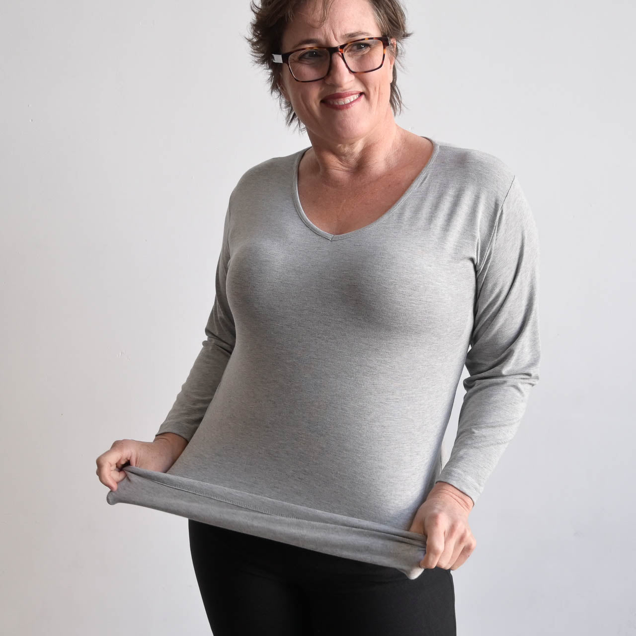 I'll Be There V-neck T-shirt - Long SleeveKOBOMO Women's Tops and Blouses