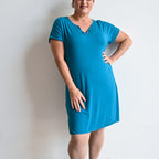 In The Moment T-Shirt Dress by KOBOMO Bamboo - OceanBlueXXLarge18-20 KOBOMO