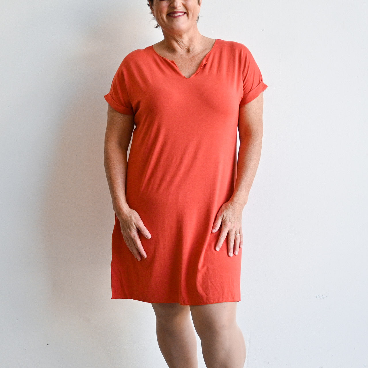 In The Moment T-Shirt Dress by KOBOMO Bamboo - BrickRedXXLarge18-20 KOBOMO