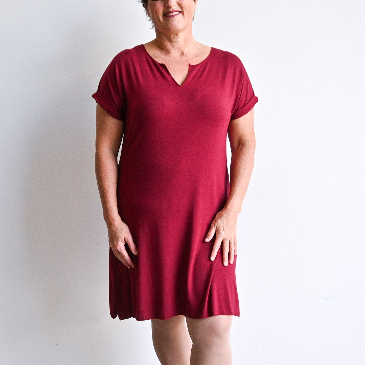 In The Moment T-Shirt Dress by KOBOMO Bamboo - SangriaXXLarge18-20 KOBOMO