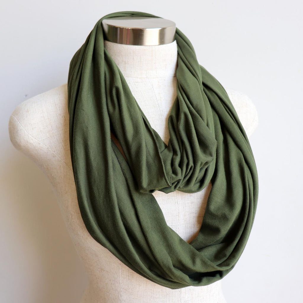 Infinity Scarf Snood in Bamboo - KhakiGreen KOBOMO