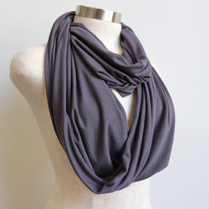 Infinity Scarf Snood in Bamboo - women's winter accessory ethically made by KOBOMO. Charcoal Grey.