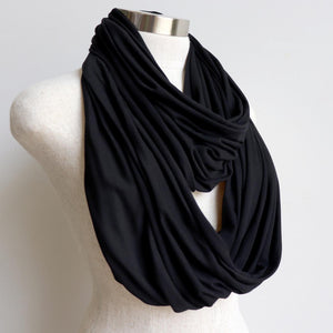 Infinity Scarf Snood in Bamboo - women's winter accessory ethically made by KOBOMO. Black.