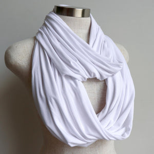 Infinity Scarf Snood in Bamboo - women's winter accessory ethically made by KOBOMO. White.