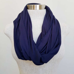 Infinity Scarf Snood in Bamboo - women's winter accessory ethically made by KOBOMO. Navy Blue.
