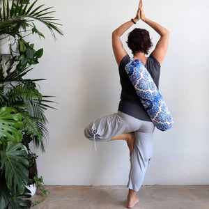 Just Breathe Yoga Mat Bag - Paisley Navy and SilverKOBOMO Women's Handbags & Clutches