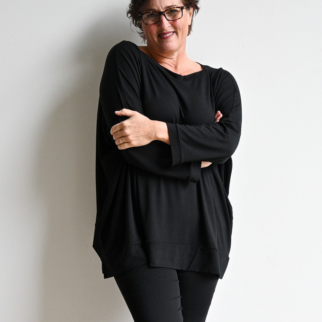 Just Wow Boat Neck Top in Bamboo by KOBOMO -  KOBOMO