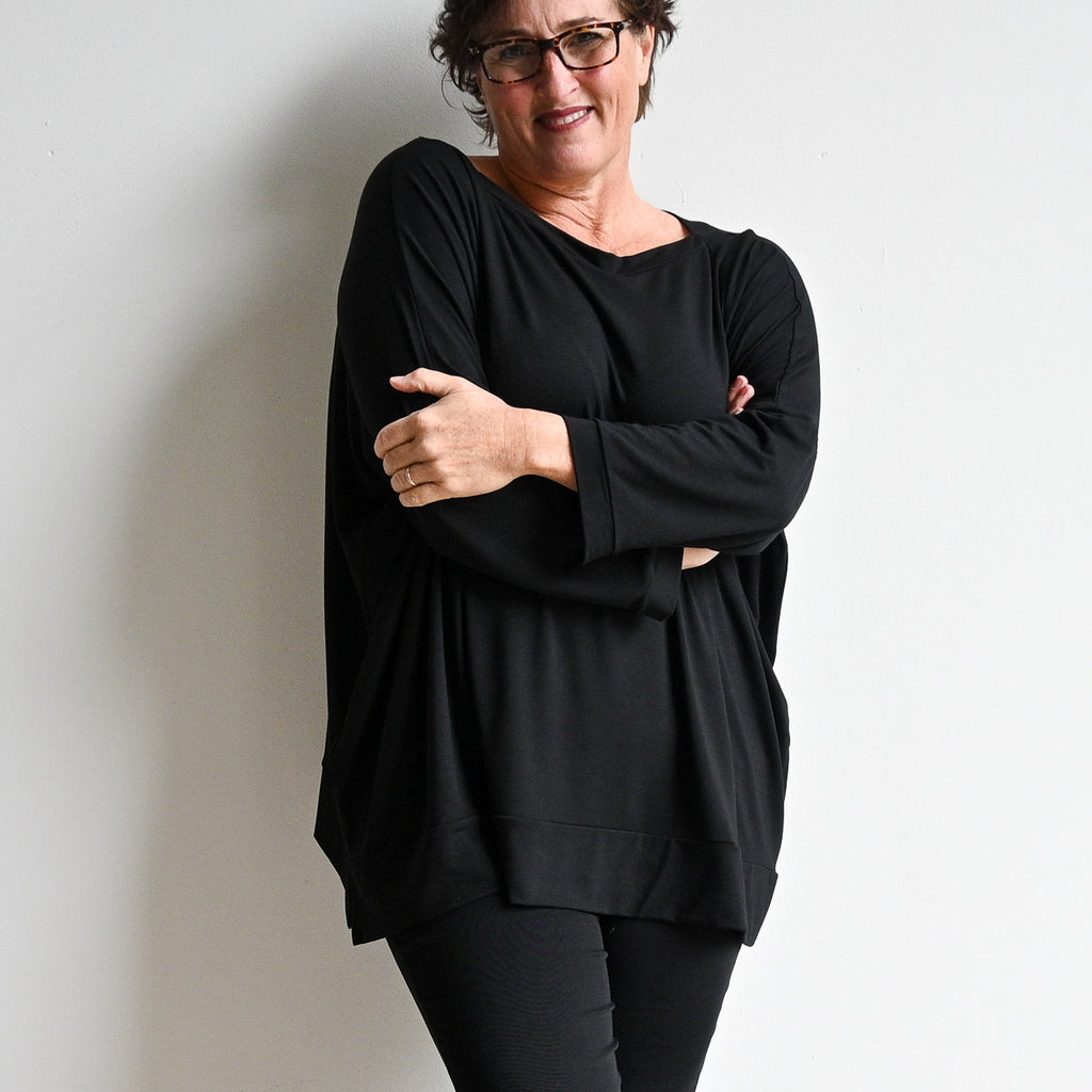 Just Wow Boat Neck Top in Bamboo by KOBOMO -  KOBOMO