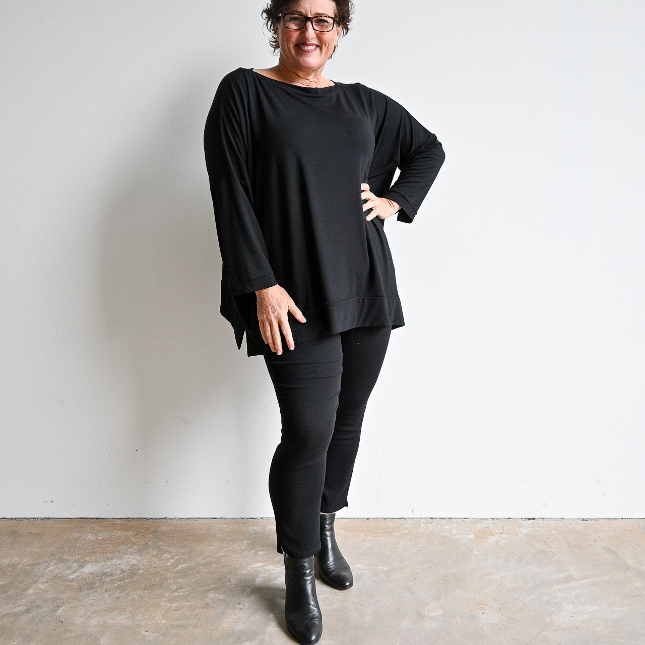 Just Wow Boat Neck Top in Bamboo by KOBOMO -  KOBOMO