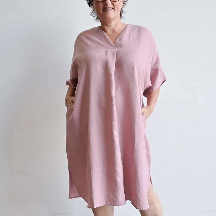 Kobomo Linen Kaftan Dress - Heather Pink