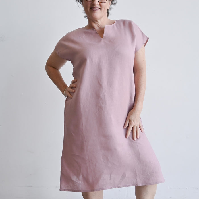 Kobomo Linen Sari Tunic Dress - Heather Pink