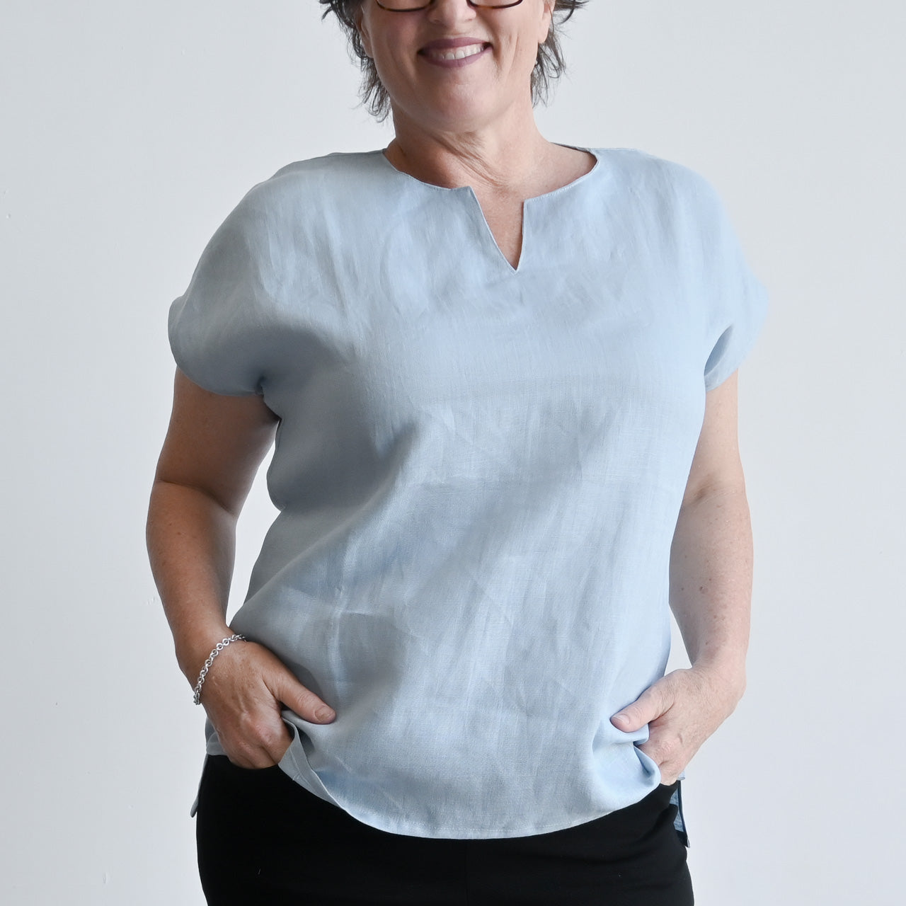 Kobomo Linen Sari Top Chambray Blue