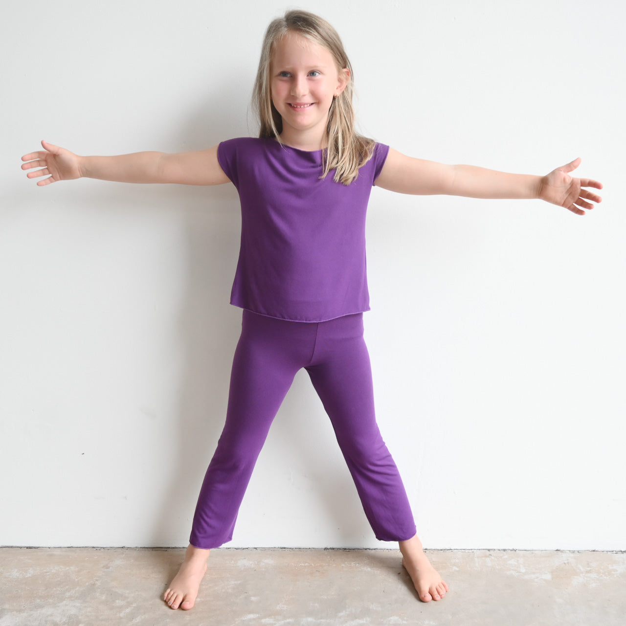 Girl's Square Cut T-shirt in Bamboo by KOBOMO Play -  KOBOMO