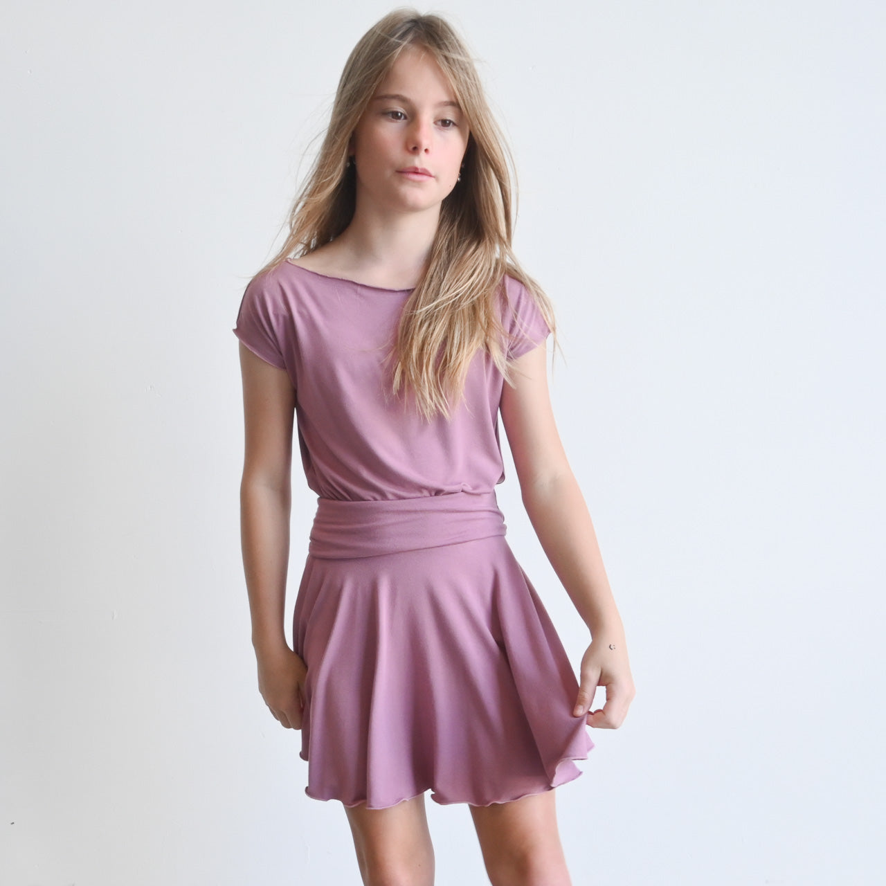 Girl's Square Cut T-shirt in Bamboo by KOBOMO Play -  KOBOMO