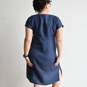 Kobomo Linen Sari Tunic Dress - Navy BlueKOBOMO Women's Dresses