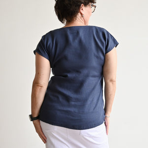 Kobomo Linen Sari Top - Navy BlueKOBOMO Women's Tops and Blouses