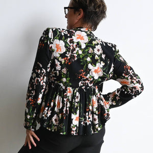 Lady Writer Waterfall Jacket - Autumn FloralKOBOMO Women's Tops and Blouses