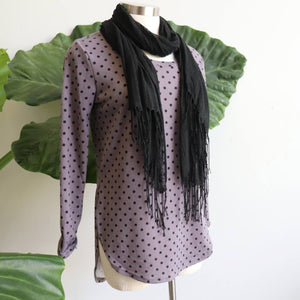 The Lucky Spot Top, soft to touch, stretchy garment, easy wash and wear acrylic blend. Mushroom.