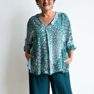 Lucy In The Sky Blouse - Peacock -  KOBOMO