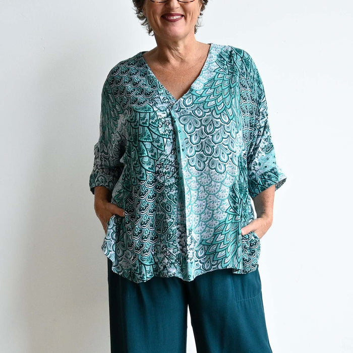 Zen Kaftan Blouse - Paisley Peacock