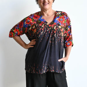 Lucy In The Sky Blouse - Floral - BlackFloralLXL KOBOMO