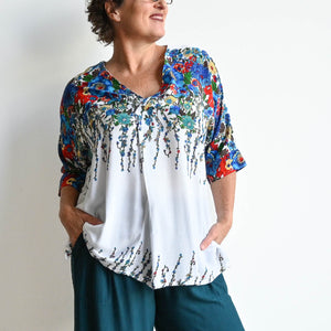 Lucy In The Sky Blouse - Floral - BlueFloralLXL KOBOMO