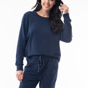 Lux Leisure Long Top in Stretch Terry Cotton by Orientique Australia - 4229 - NavyBlue24-Fitsbustupto140cm KOBOMO