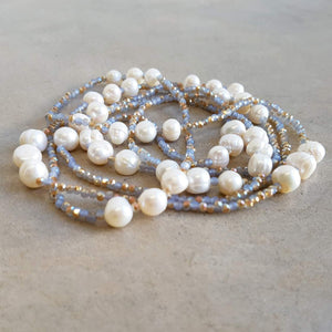 Freshwater Mazu Pearl and Cutglass Necklace jewellery. Neutral