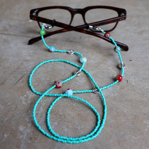 Reading Glasses and Sunglasses beaded necklace safety chain handmade with glass beads.