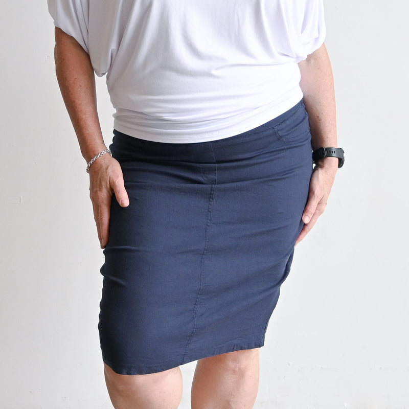 Pencil Skirt in Stretch Linen - KOBOMO