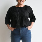 Pintuck Blouse Top - Black KOBOMO