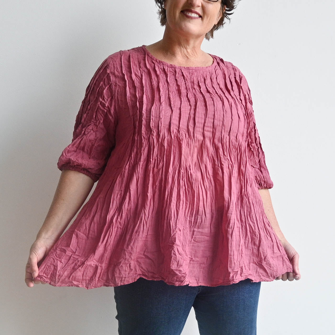 Pintuck Blouse Top - DustyPink KOBOMO