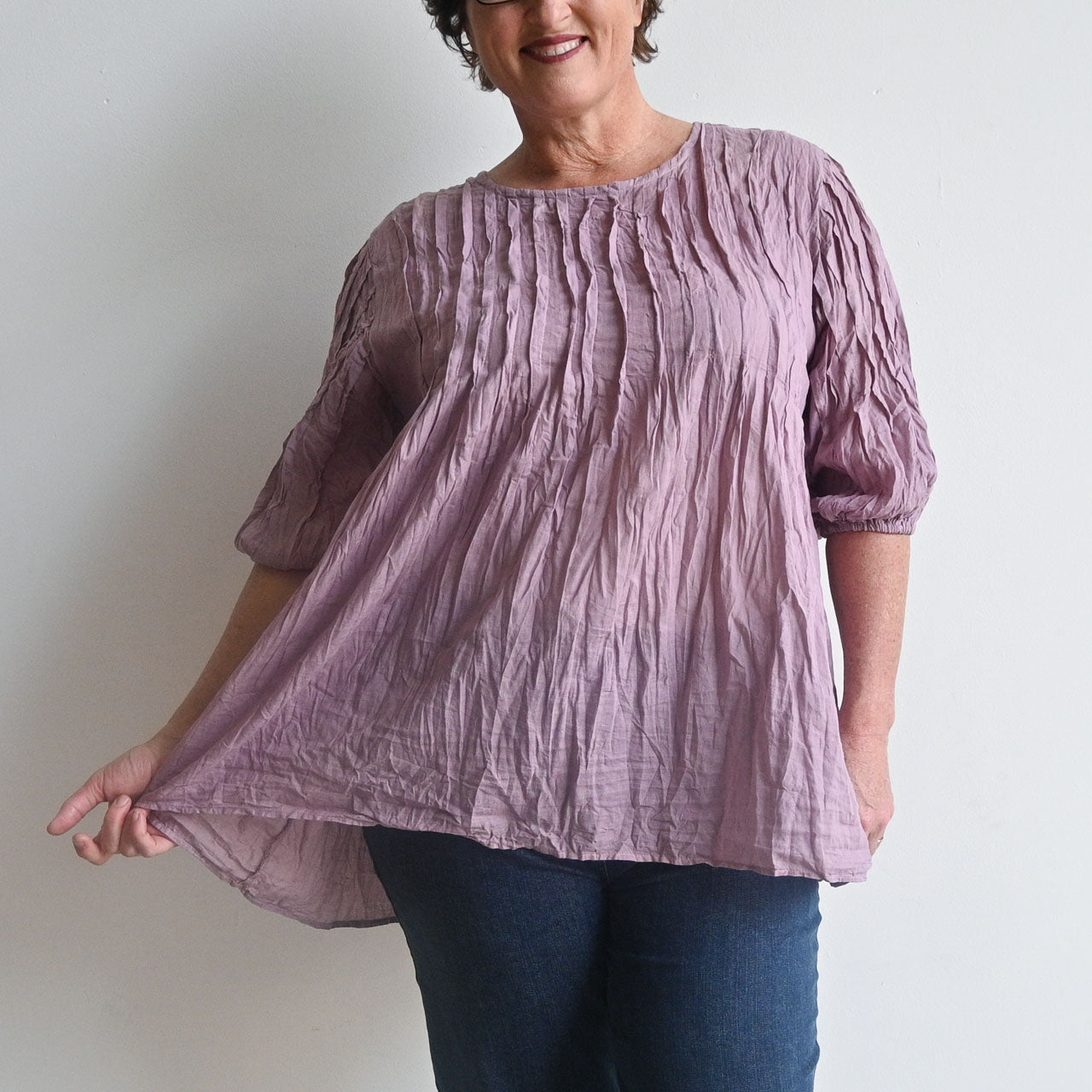 Pintuck Blouse Top - LavenderPink KOBOMO