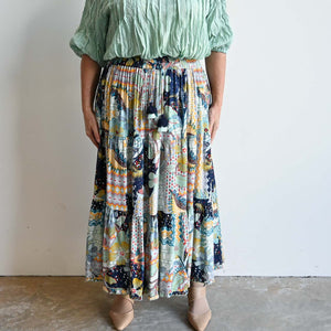 Tiered Maxi Skirt in Organic Cotton by Orientique - Lisbon -  KOBOMO