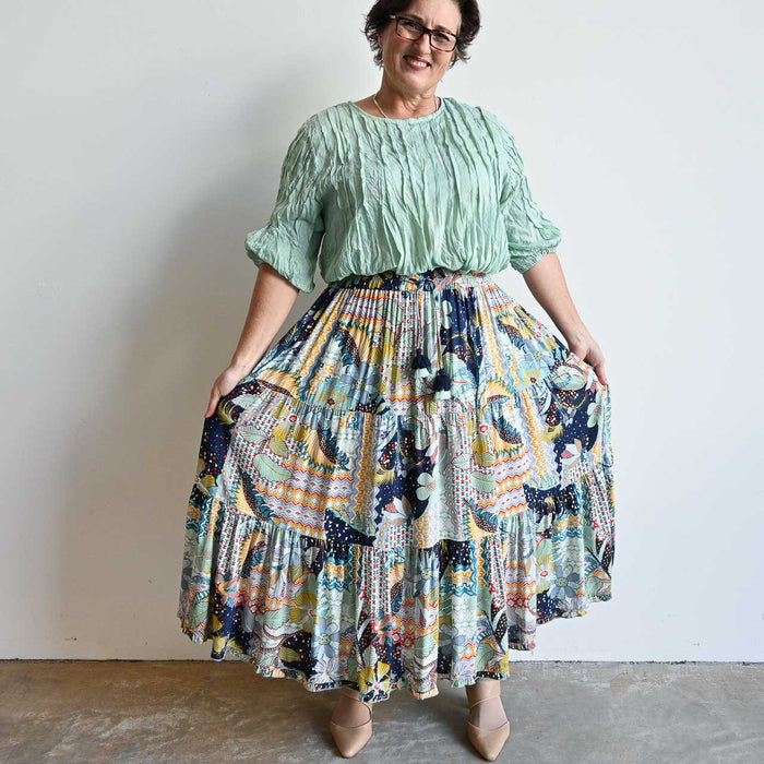 Tiered Maxi Skirt in Organic Cotton by Orientique - Lisbon