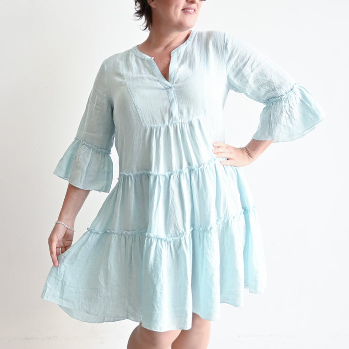 Pure Linen Tiered Summer Dress by Escape