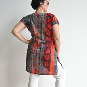 Sari Cotton Tunic Dress - Tribal -  KOBOMO