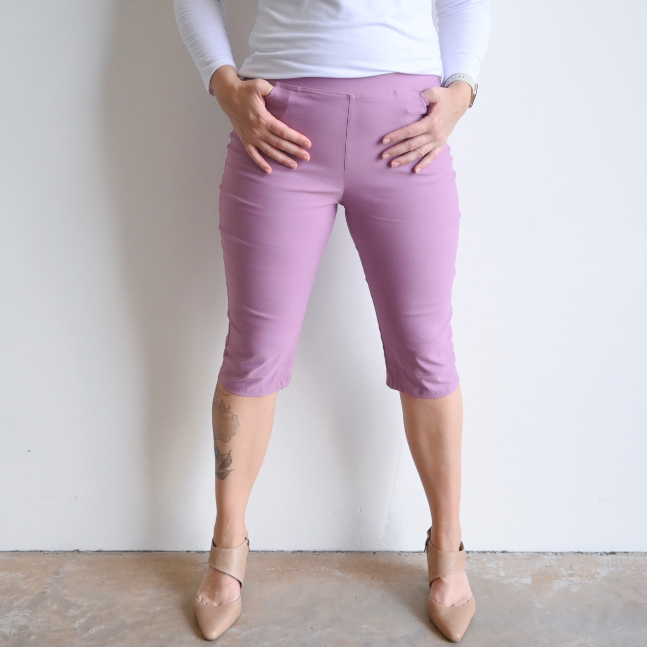 HiloRill Women's Super Combed Cotton Elastane Stretch Slim Fit Capri Pants  Shorts Combo
