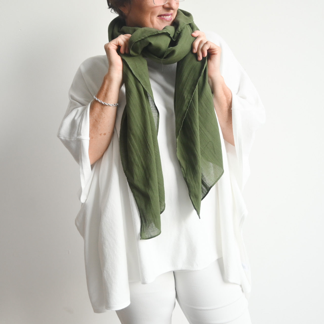 WRAP / SCARF / COTTON GREEN FITS ALL - ファッション