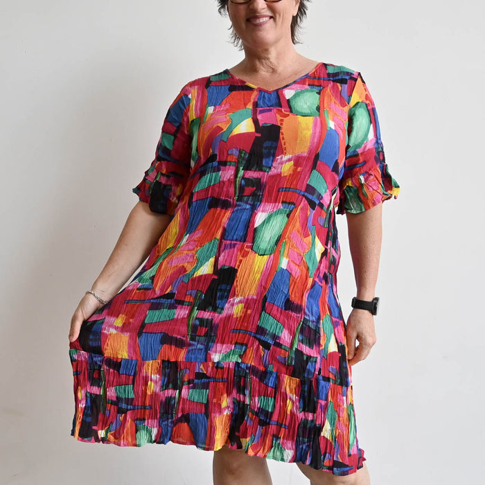 Somewhere Better Later Tunic Dress - Abstract