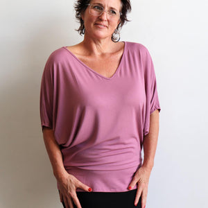 Stand By Me Top by KOBOMO - batwing t-shirt in quality bamboo fabric, ethically handmade. Heather Pink.